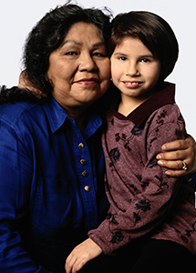 Native American woman and granddaughter