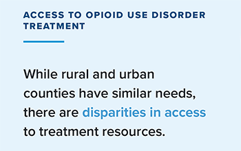 Graphic: While rural and urban counties have similar needs, there are disparities in access to treatment resources.